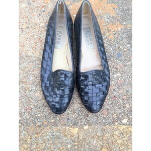 Enzo‎ Angiolini Womens Black Woven Leather Loafer Flats Size 8M Almond Toe